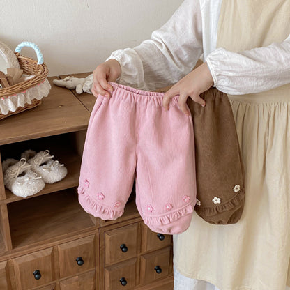 【BABY&KID】冬新作小花裏起毛パンツSK102519