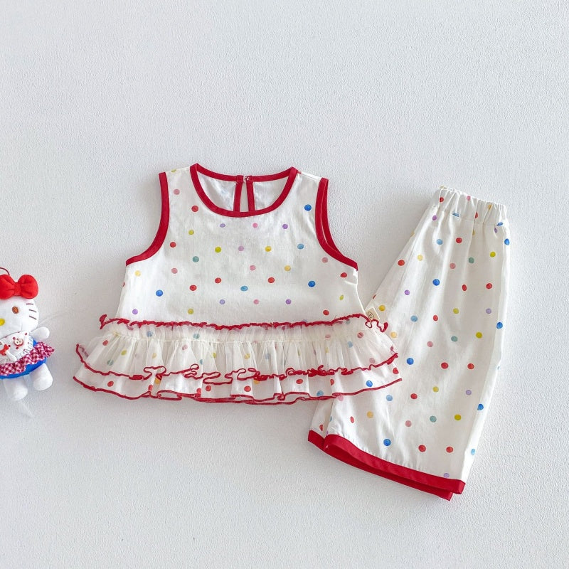 【BABY&KID】夏新作フリルドットセットアップSK105915