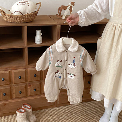 【BABY】コーデュロイ犬刺繍カバーオールSK102914