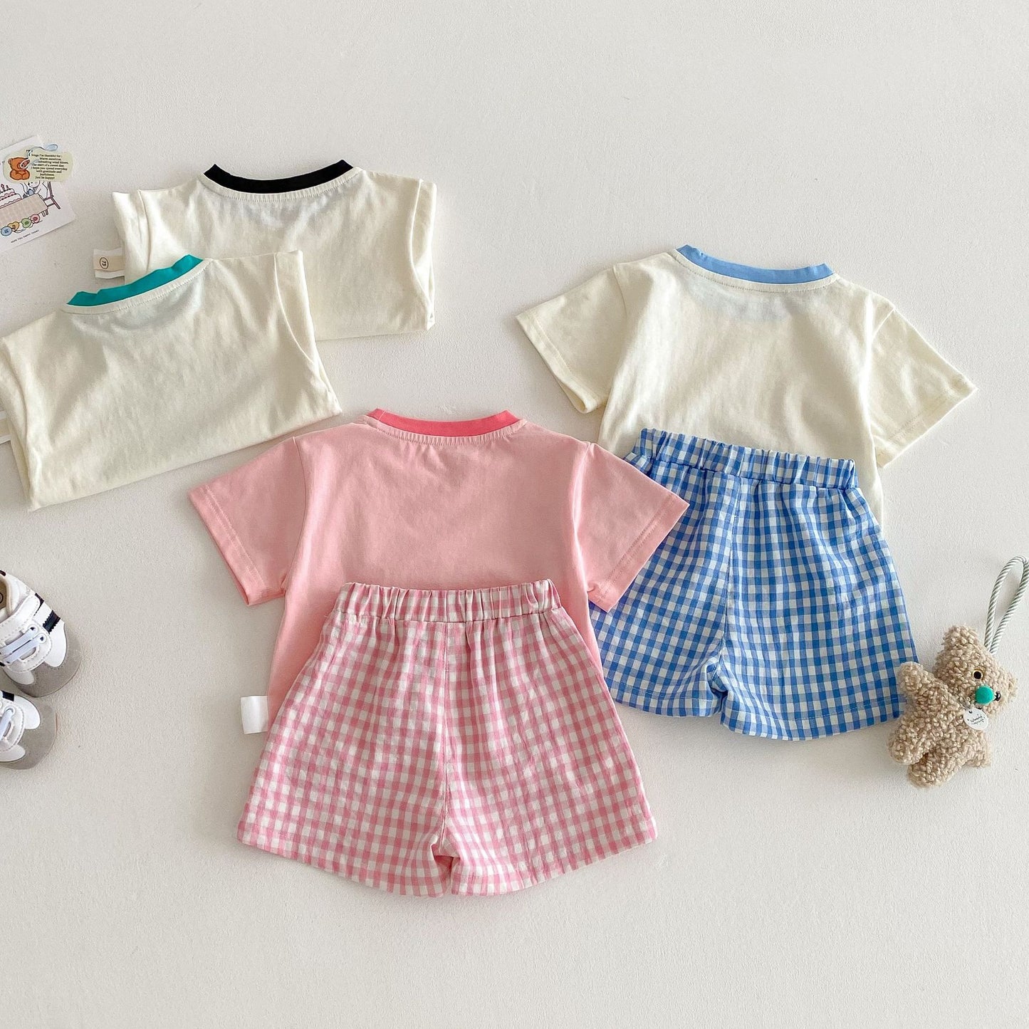 【BABY&KID】夏新作 カートゥーンＴシャツ&チェックパンツSK061803
