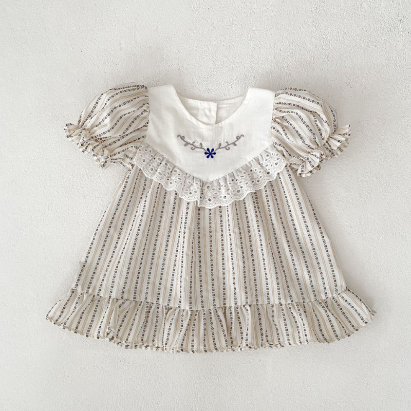 【BABY&KID】夏新作 ストライプパフスリーブワンピースSK080113