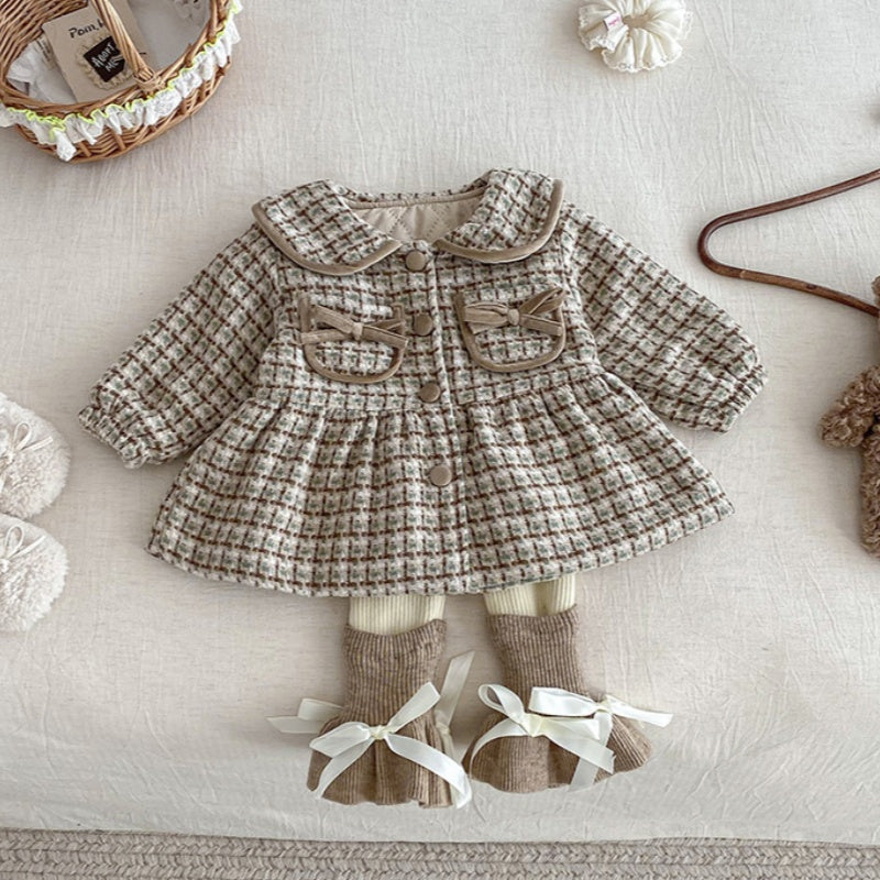 【BABY】冬新作リボンポケットウール中綿コートSK102727