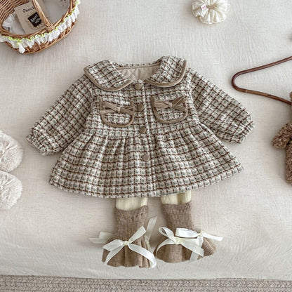 【BABY】冬新作リボンポケットウール中綿コートSK102727