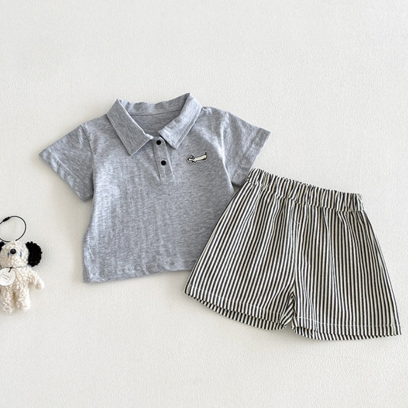 【BABY】夏新作カートゥーンワッペンTシャツ、ストライプショートパンツSK104808