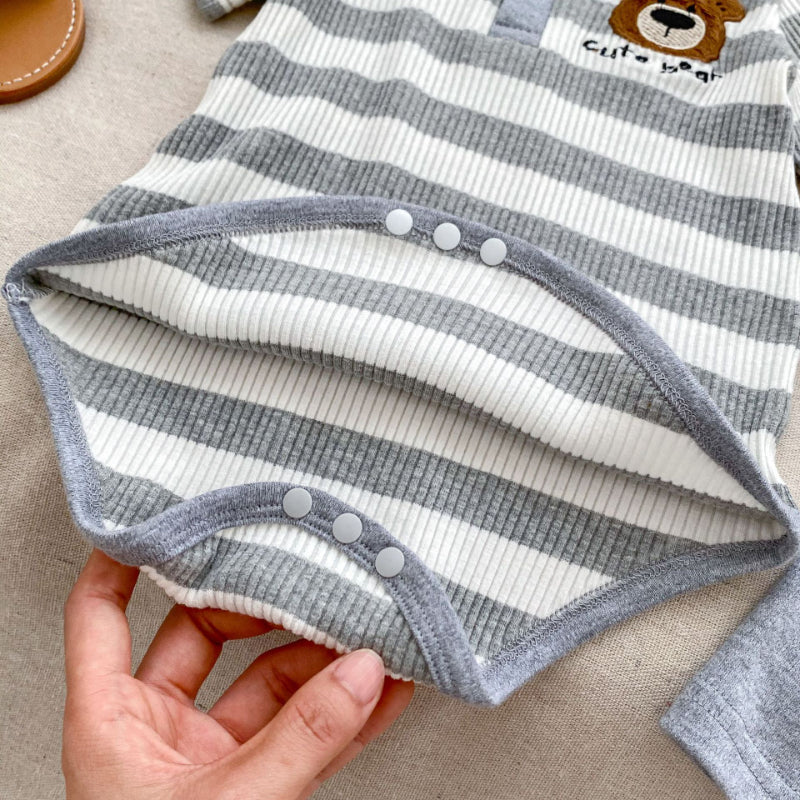 【BABY&KID】夏新作 ストライプくまロンパース、セットアップSK072524