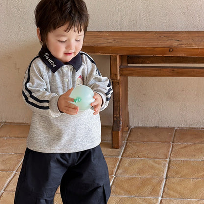 【BABY】わんちゃん刺繍ポロプルオーバー、韓国風カーゴパンツSK103702