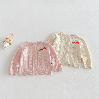 【BABY&KID】韓国風きのこ刺繍カーディガンSK104124