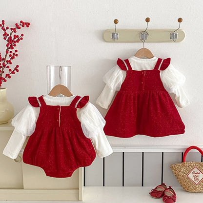 【BABY】冬新作蝶結び刺繍あったかロンパース、ワンピースSK103114