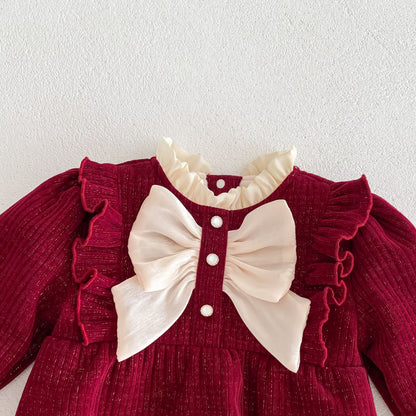 【BABY】冬新作大きなリボンのスイートカバーオールSK102714