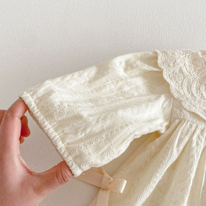 【BABY&KID】襟付きジャカード長袖ワンピースSK104320