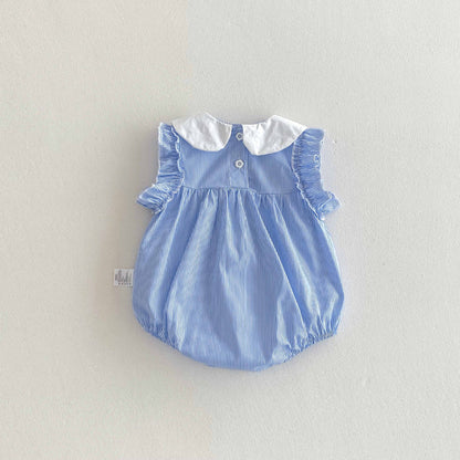 【BABY】夏新作花柄ブルーロンパースSK062330