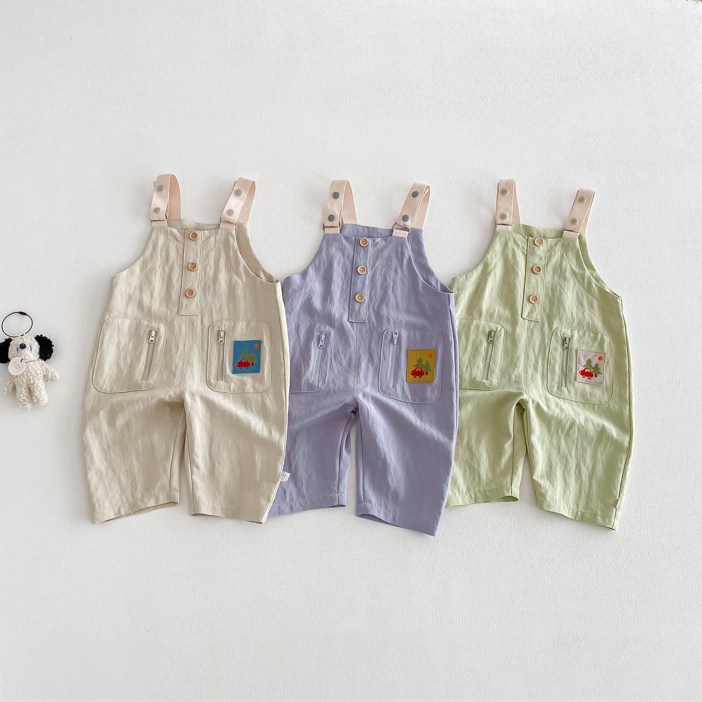 【BABY&KID】韓国風ワッペンサロペットパンツSK103502