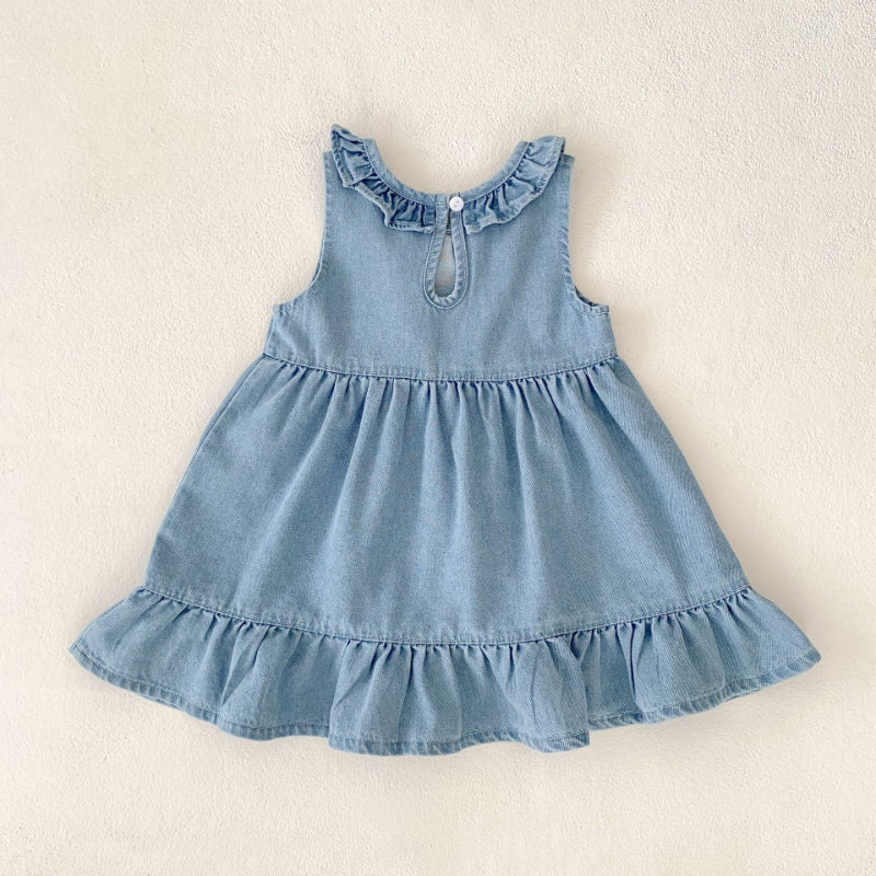 【BABY&KID】夏新作 デニム刺繍ワンピースSK080109