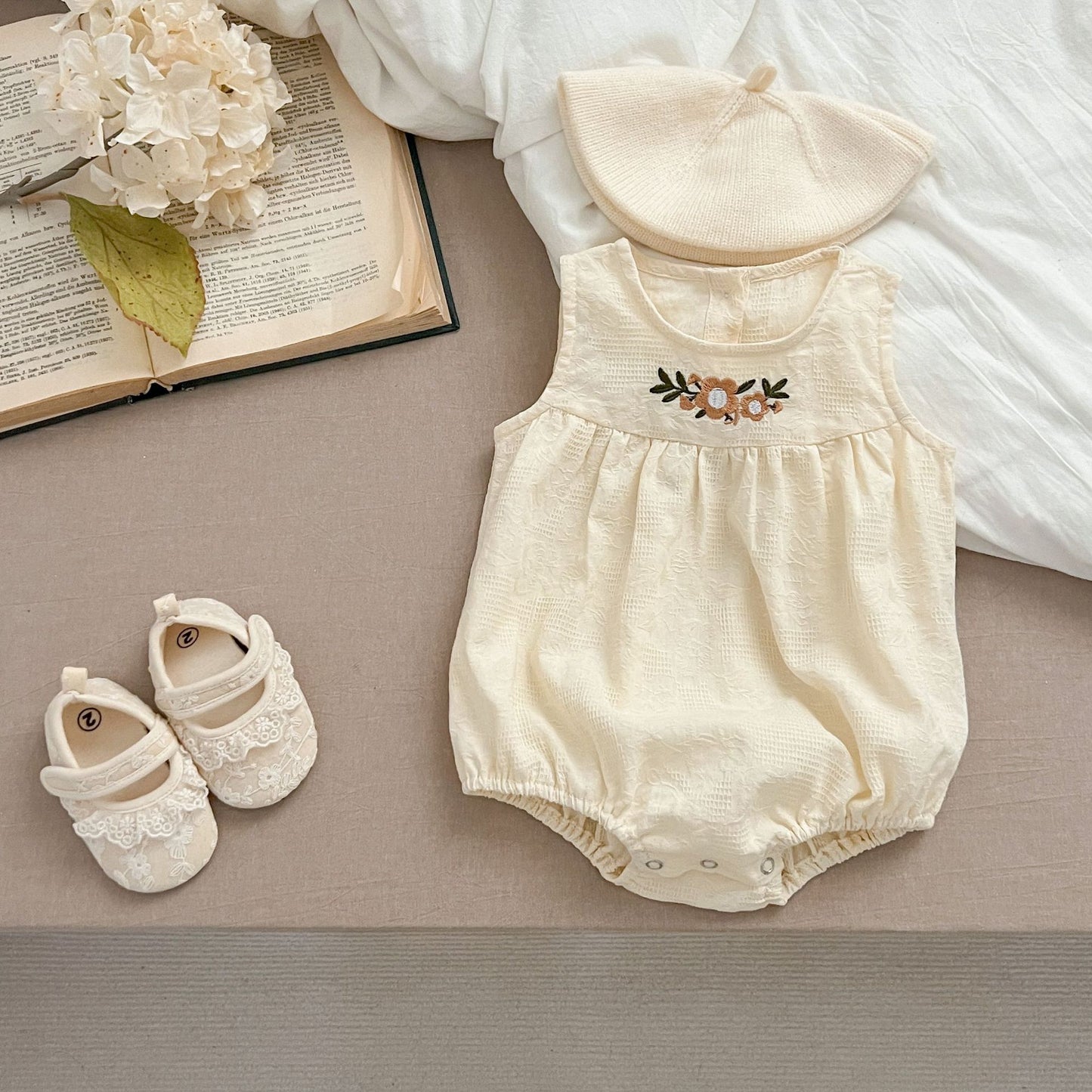 【姉妹服】夏新作 フラワー刺繍ノースリーブロンパース、ワンピースSK081625