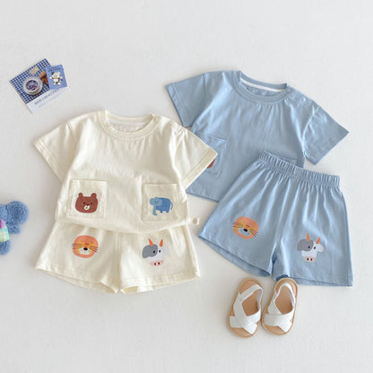 【BABY&KID】夏新作 アニマル柄ショートセットアップSK070212