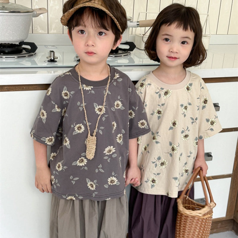 【BABY&KID】夏新作 フラワープリント半袖Tシャツ、シャツSK080513