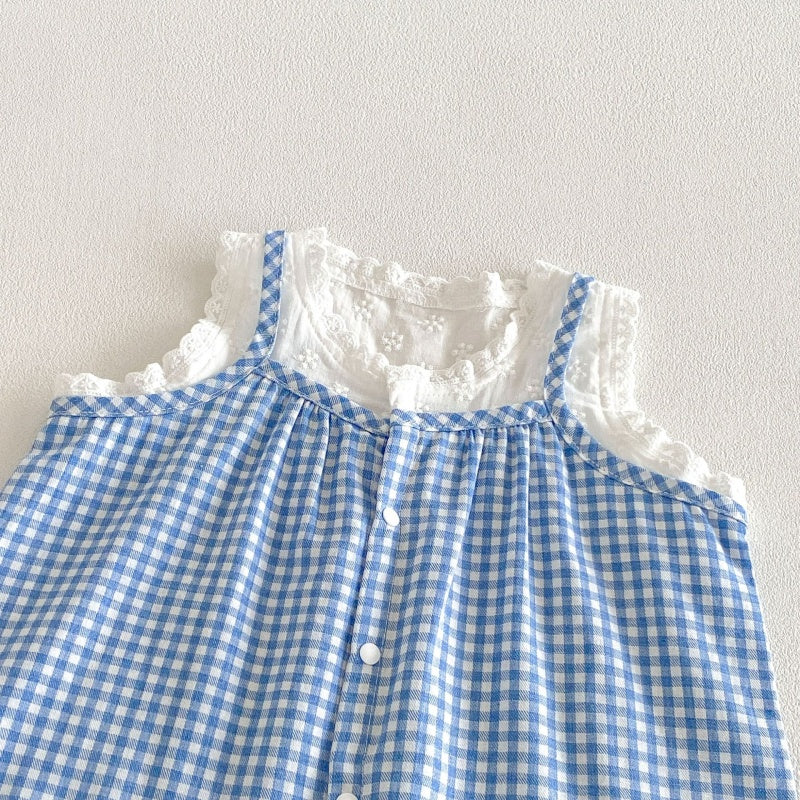 【BABY&KID】夏新作キャミチェックシャツ＆ショートパンツSK105802