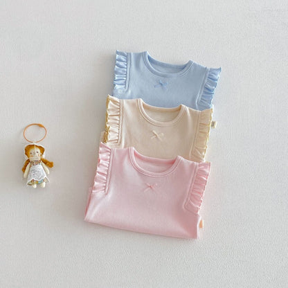 【BABY&KID】夏新作無地フリルスリーブタンクトップ、パンツSK104623