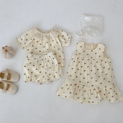 【BABY&KID】夏新作 ハートプリントセットアップ、ワンピースSK104929