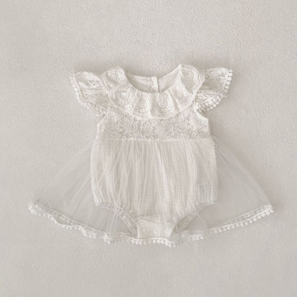 【BABY】夏新作 フラワー刺繍ロンパースSK080101