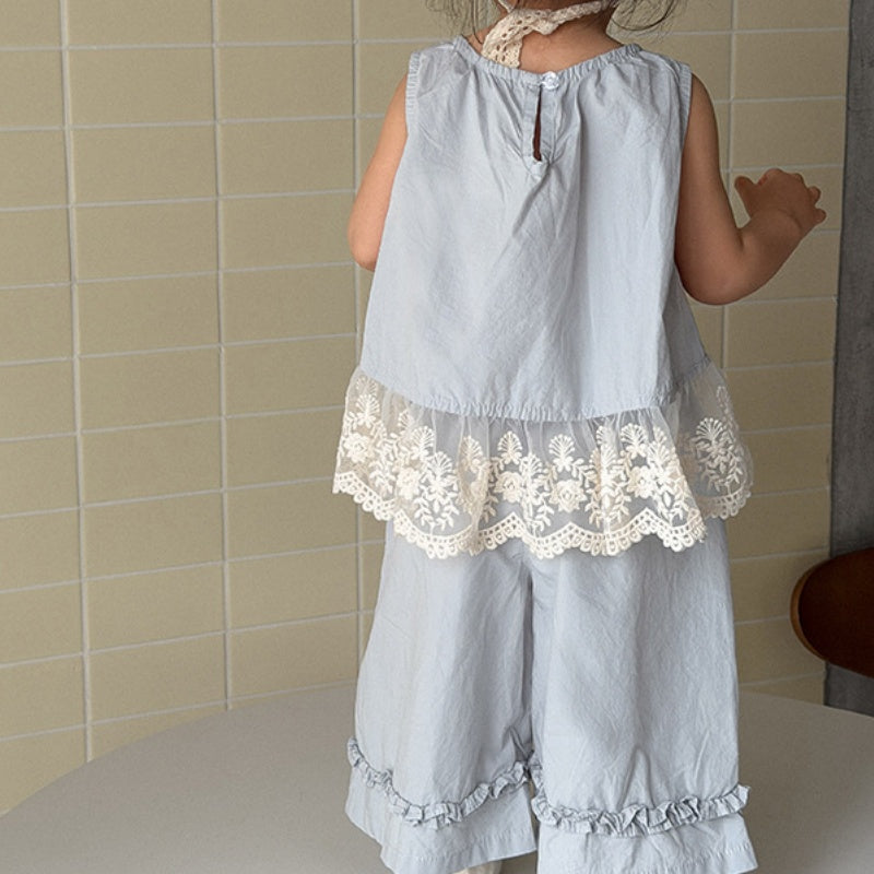 【BABY&KID】夏新作韓国風レースフラワーセットアップSK104803