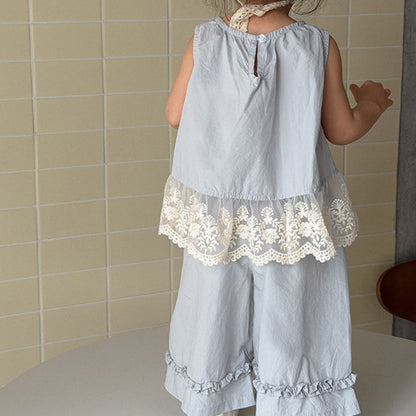 【BABY&KID】夏新作韓国風レースフラワーセットアップSK104803