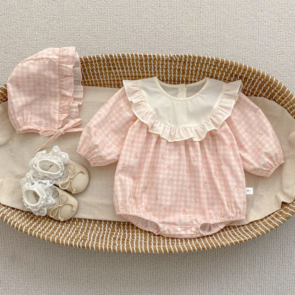 【BABY】スイートチェックロンパース＆帽子SK104106