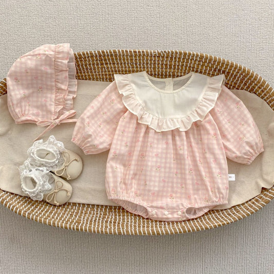 【BABY】スイートチェックロンパース＆帽子SK104106