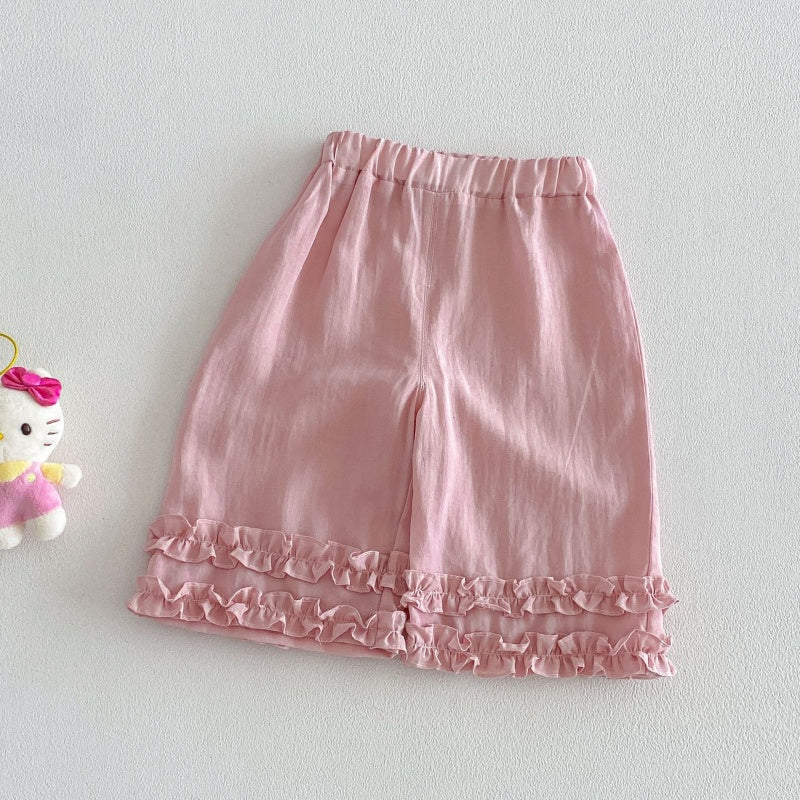 【BABY&KID】夏新作無地フリルストレートパンツSK105910