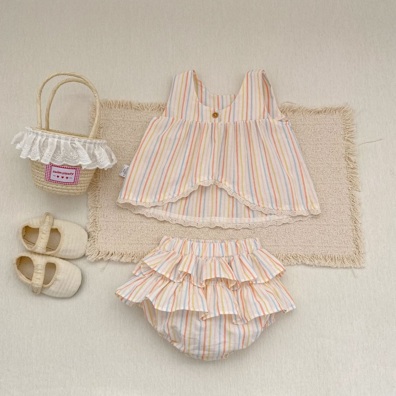 【BABY&KID】夏新作 カラフルストライプセットアップSK104925