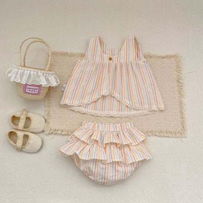 【BABY&KID】夏新作 カラフルストライプセットアップSK104925