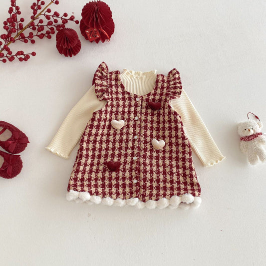 【BABY&KID】冬新作千鳥格ハートワンピースSK103034