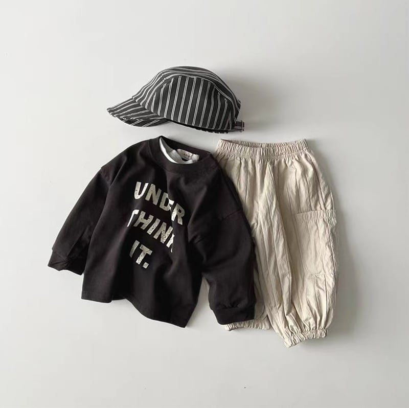 【BABY&KIDS】 INS風英字プリントラウンドネック長袖シャツSK060701