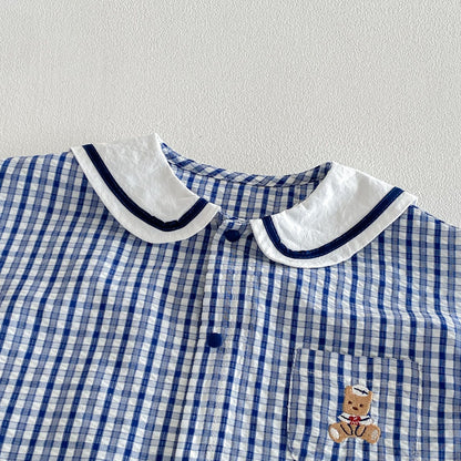 【BABY&KID】夏新作 くまチェックカバーオールSK105119
