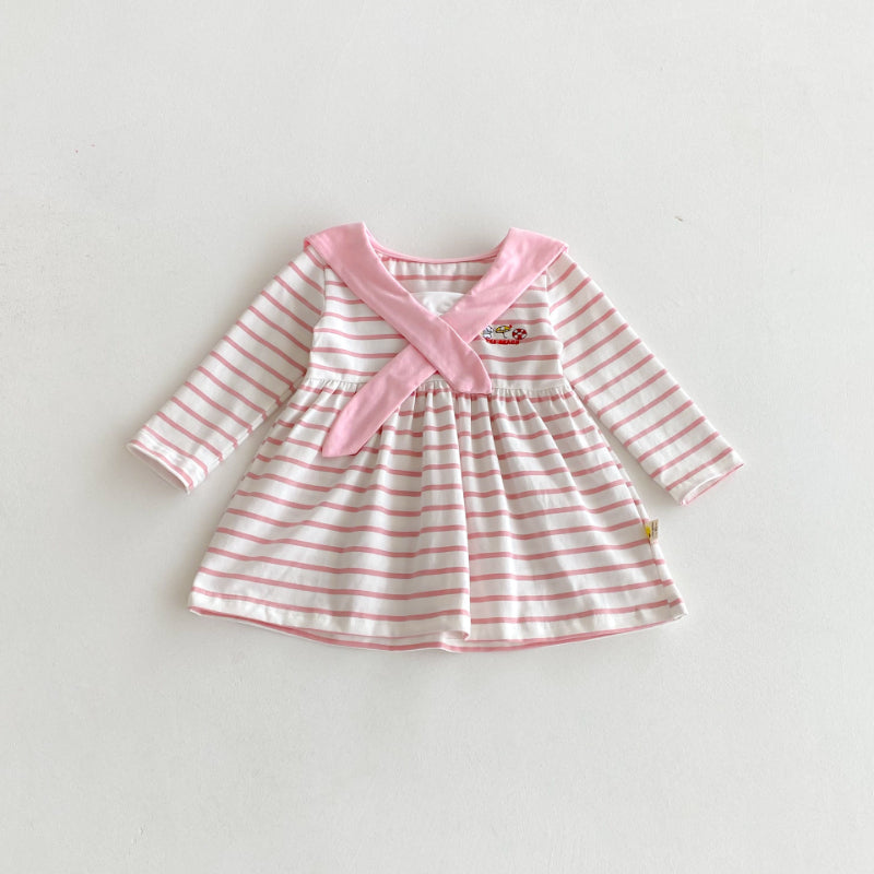 【BABY&KID】セーラー襟ボーダーワンピースSK100826