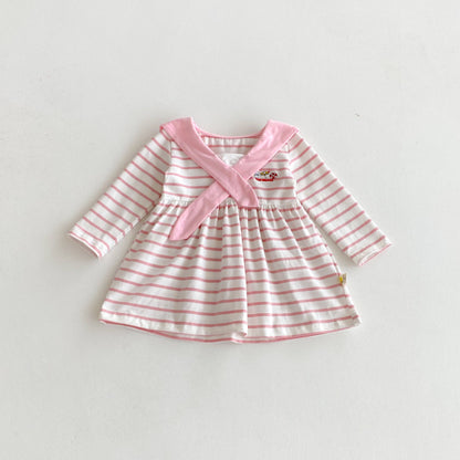 【BABY&KID】セーラー襟ボーダーワンピースSK100826