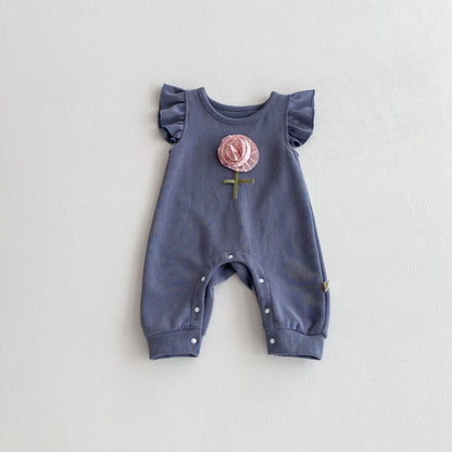 【BABY】立体フラワーフリル袖ロンパース、ドールカラーブラウスSK100832
