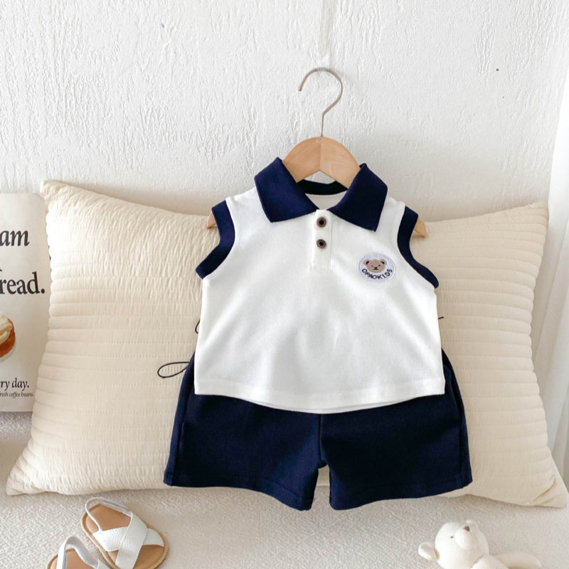 【BABY&KID】夏新作 クマロゴPOLOセットアップSK080307