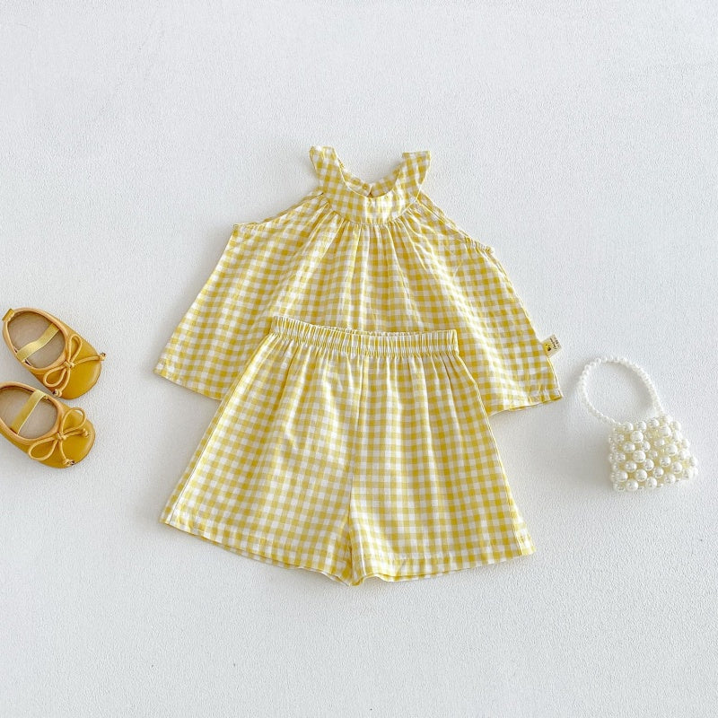 【BABY&KID】夏新作イエローチェックセットアップSK105804