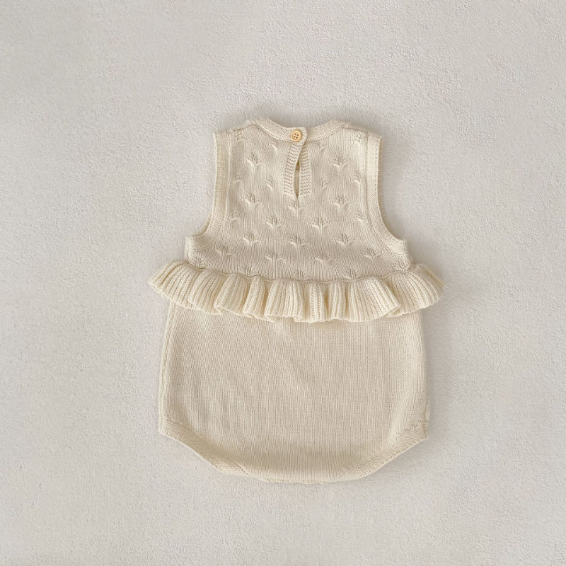 【BABY】フリル裾ニットロンパースSK100701