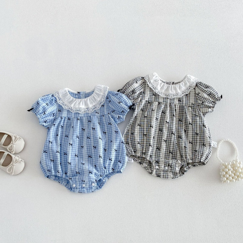 【BABY】夏新作 蝶結びパフスリーブロンパースSK104911