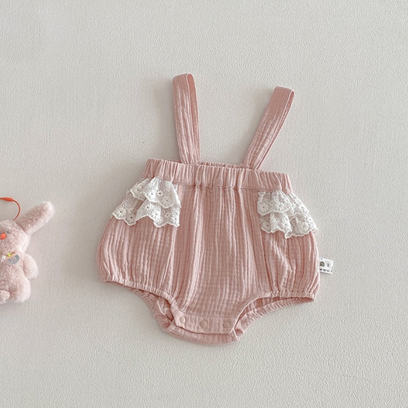 【BABY】ダブルガーゼサロペットロンパース＆小花柄シャツSK104204