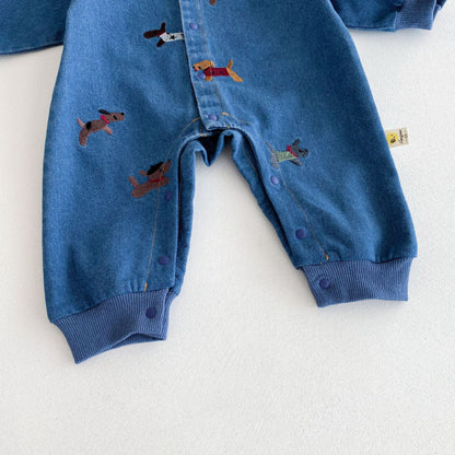 【BABY】アニマル刺繍デニムカバーオールSK100316