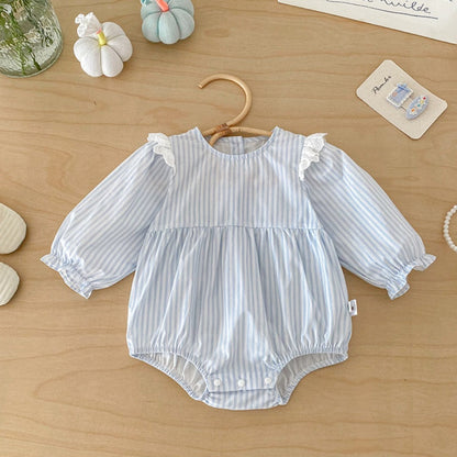 【BABY】ストライプロンパース＆レースキャミ2点セットSK103912