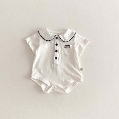 【BABY】夏新作 無地ポケット付きロンパースSK062714