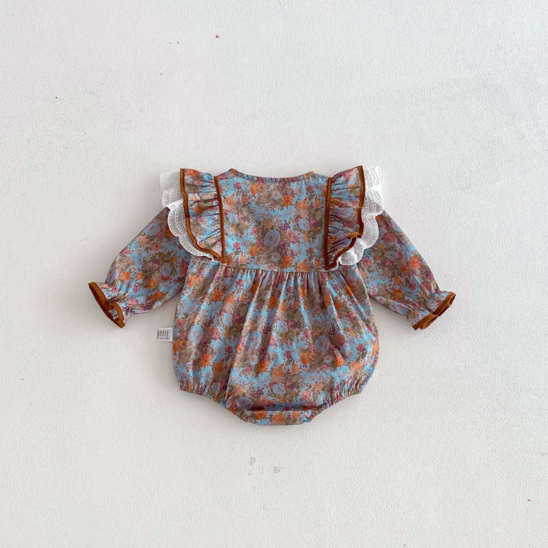 【BABY】レトロ小花柄ロンパースSK103614