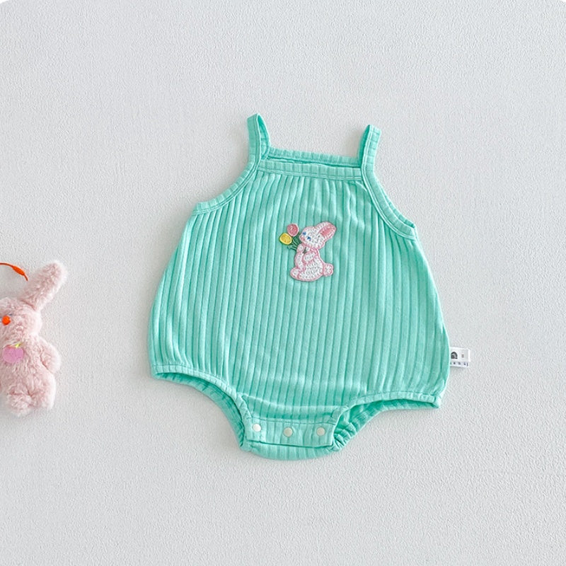 【BABY】夏新作カートゥーン刺繍ニットキャミロンパースSK106212