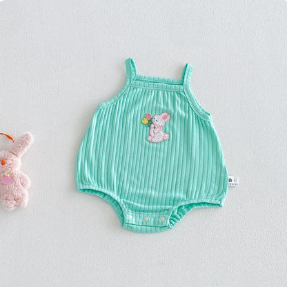 【BABY】夏新作カートゥーン刺繍ニットキャミロンパースSK106212