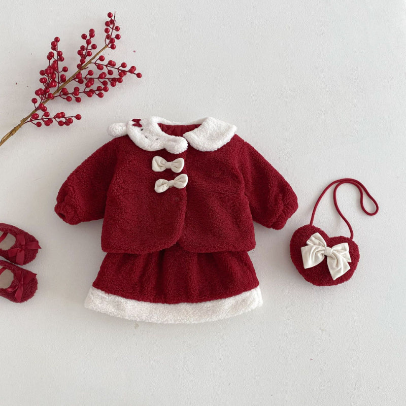 【BABY&KID】冬新作蝶結びカラーコート＆スカートSK103020