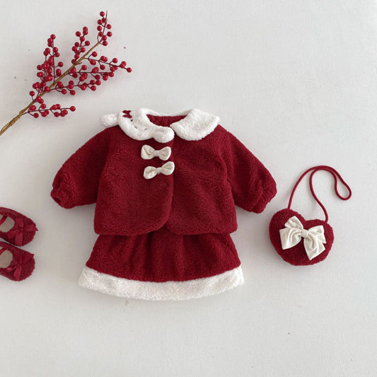 【BABY&KID】冬新作蝶結びカラーコート＆スカートSK103020